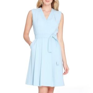Tahari By ASL Belted Faux Wrap Dress, Sky Blue